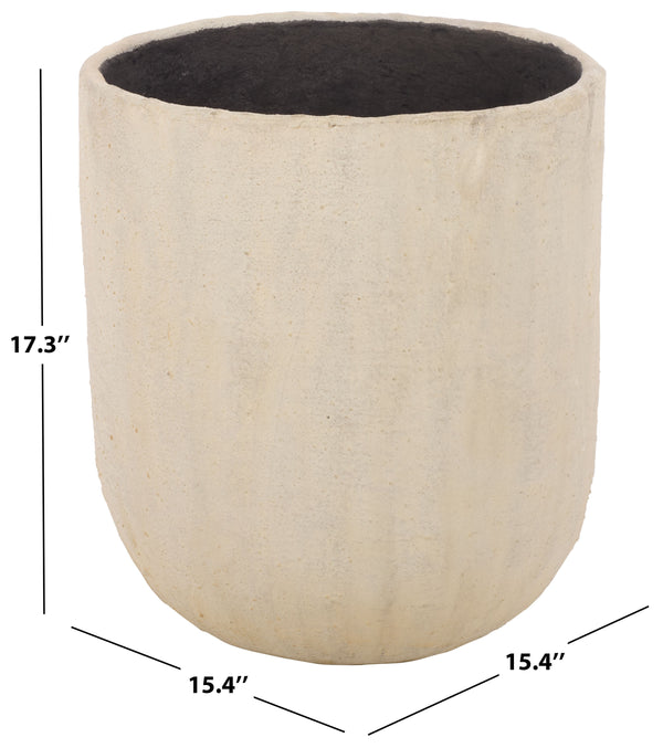 Cana Cement-Bamboo Planter Pot With Textured Artisanal Finish, Durable Indoor-Outdoor Accent (17.3")