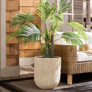 Cana Cement-Bamboo Planter Pot With Textured Artisanal Finish, Durable Indoor-Outdoor Accent (17.3")