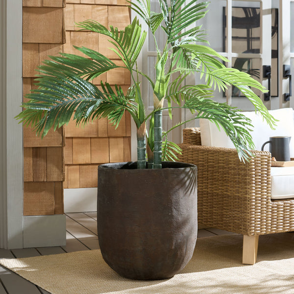 Cana Large Planter Pot Cement With Bamboo-Textured Finish For Indoor & Outdoor Plants, Modern Durable