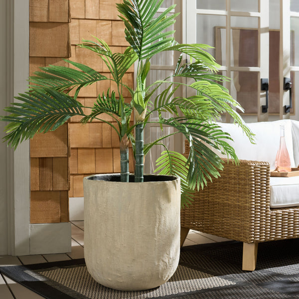 Cana Large Planter Pot Cement With Bamboo-Textured Finish For Indoor & Outdoor Plants, Modern Durable