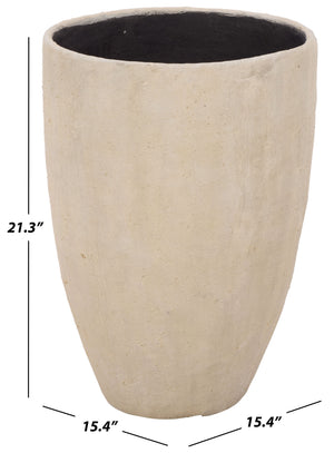 Cana Pedestal Planter Pot — Rustic Cement Bamboo-Texture Stand For Elevated Displays, Durable Outdoor DéCor
