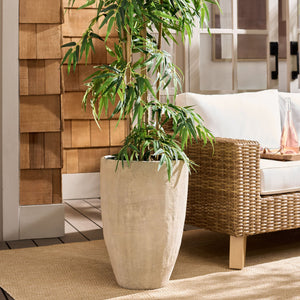 Cana Pedestal Planter Pot — Rustic Cement Bamboo-Texture Stand For Elevated Displays, Durable Outdoor DéCor