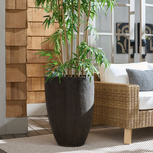 Cana Large Pedestal Planter Pot – Handcrafted Cement-Bamboo Blend, Elevated Garden Statement Piece