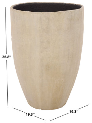 Cana Large Pedestal Planter Pot – Handcrafted Cement-Bamboo Blend, Elevated Garden Statement Piece