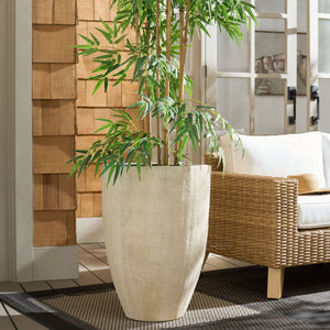 Cana Large Pedestal Planter Pot – Handcrafted Cement-Bamboo Blend, Elevated Garden Statement Piece