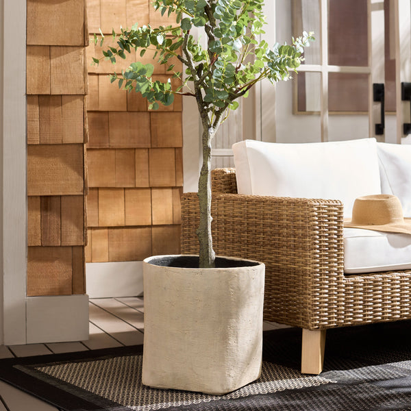 Cana Square Planter Pot With Cement-Bamboo Composite — Weather-Resistant Modern Geometric Vessel For Gardens