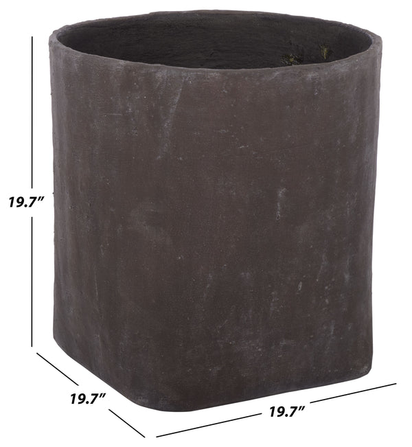 Cana Large Square Planter Pot — 20" Weather-Resistant Cement-Bamboo Composite For Stylish Greenspaces