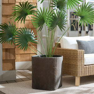 Cana Large Square Planter Pot — 20" Weather-Resistant Cement-Bamboo Composite For Stylish Greenspaces