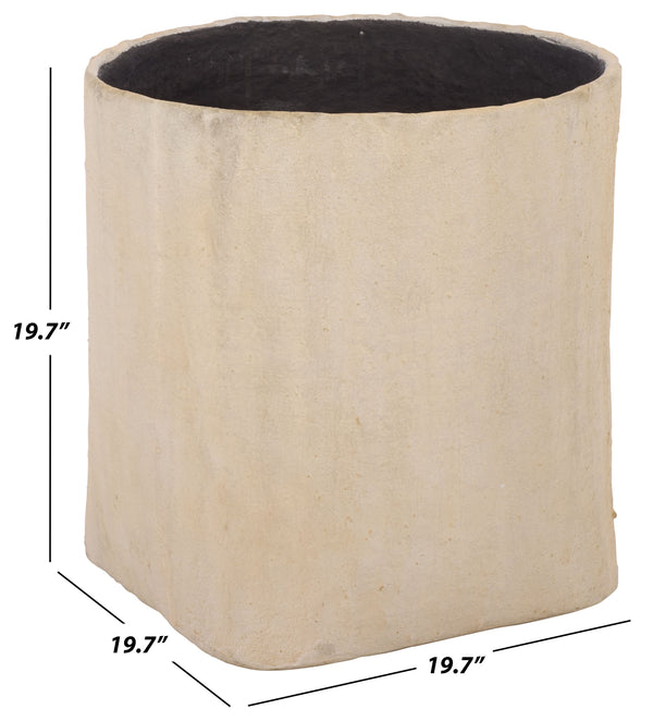 Cana Large Square Planter Pot — 20" Weather-Resistant Cement-Bamboo Composite For Stylish Greenspaces