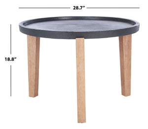 Safavieh SERKA Large Outdoor Side Table with Natural Acacia Base and Stylish Concrete Top for Patios Black PAT1511A