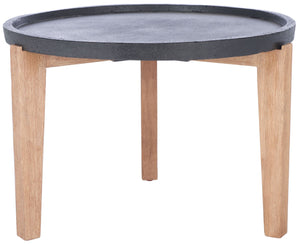 Safavieh SERKA Large Outdoor Side Table with Natural Acacia Base and Stylish Concrete Top for Patios Black PAT1511A