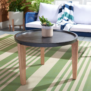 Safavieh SERKA Large Outdoor Side Table with Natural Acacia Base and Stylish Concrete Top for Patios Black PAT1511A