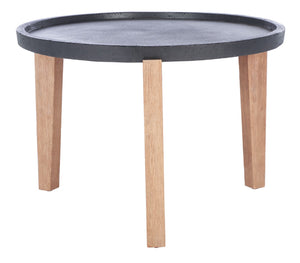 Safavieh SERKA Large Outdoor Side Table with Natural Acacia Base and Stylish Concrete Top for Patios Black PAT1511A