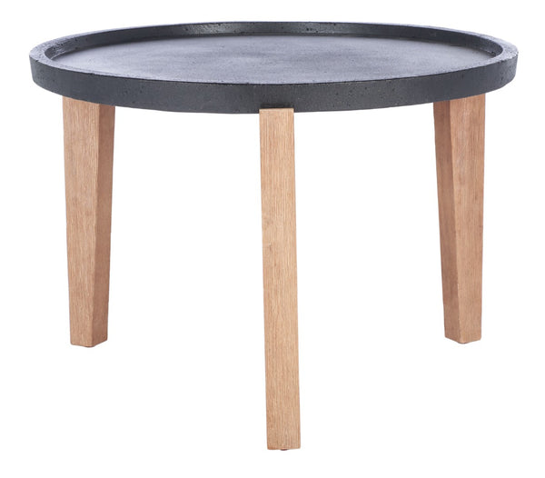 Safavieh SERKA Large Outdoor Side Table with Natural Acacia Base and Stylish Concrete Top for Patios Black PAT1511A