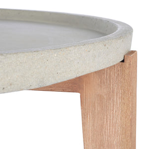 Safavieh SERKA Large Outdoor Side Table with Natural Acacia Base and Stylish Concrete Top for Patios Light Grey PAT1511B