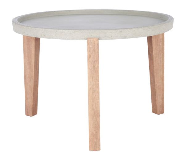 Safavieh SERKA Large Outdoor Side Table with Natural Acacia Base and Stylish Concrete Top for Patios Light Grey PAT1511B