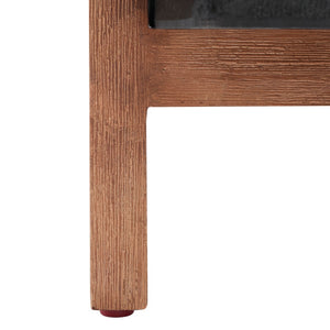 Safavieh BORSLA Planter - Modern Concrete Cube with Acacia Legs for Stylish Outdoor & Indoor Decor Black PAT1512A