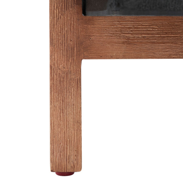 Safavieh BORSLA Planter - Modern Concrete Cube with Acacia Legs for Stylish Outdoor & Indoor Decor Black PAT1512A