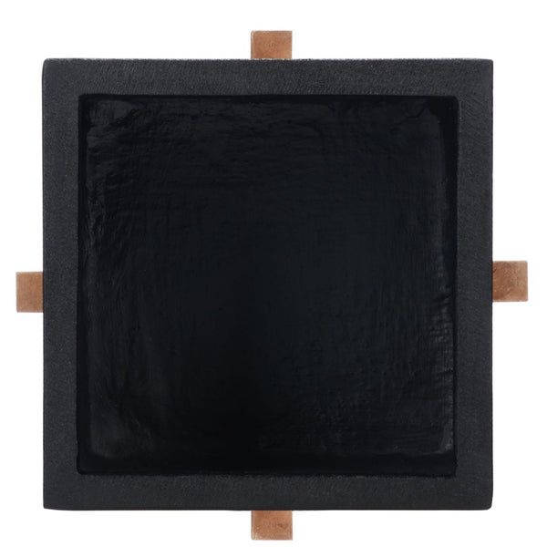 Safavieh BORSLA Planter - Modern Concrete Cube with Acacia Legs for Stylish Outdoor & Indoor Decor Black PAT1512A
