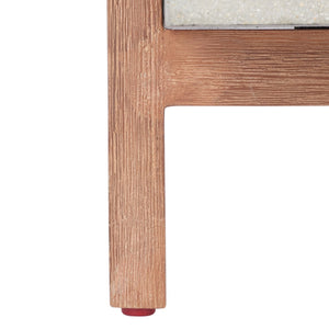 Safavieh BORSLA Planter - Modern Concrete Cube with Acacia Legs for Stylish Outdoor & Indoor Decor Light Grey PAT1512B