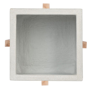 Safavieh BORSLA Planter - Modern Concrete Cube with Acacia Legs for Stylish Outdoor & Indoor Decor Light Grey PAT1512B
