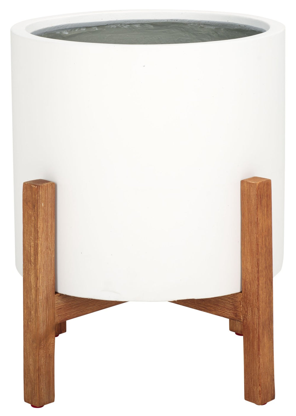 Safavieh LOFLEN Planter - Modern Organic Design with Durable Concrete and Natural Wood Frame for Any Space White PAT1514C