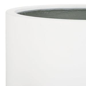 Safavieh Loflen Planter - Elegant White Concrete Pot For Stunning Plant Displays With Clean Lines & Curves White Concrete Ficonstone Pat1515c