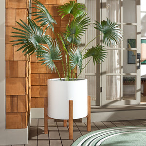 Safavieh Loflen Planter - Elegant White Concrete Pot For Stunning Plant Displays With Clean Lines & Curves White Concrete Ficonstone Pat1515c