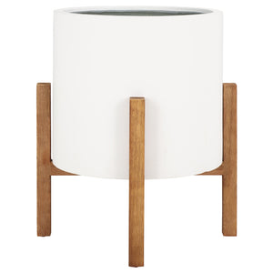 Safavieh Loflen Planter - Elegant White Concrete Pot For Stunning Plant Displays With Clean Lines & Curves White Concrete Ficonstone Pat1515c