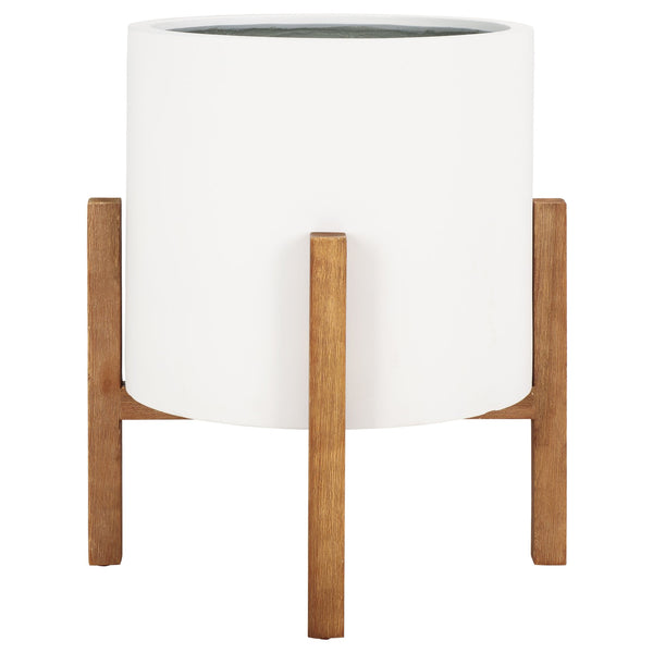 Safavieh Loflen Planter - Elegant White Concrete Pot For Stunning Plant Displays With Clean Lines & Curves White Concrete Ficonstone Pat1515c