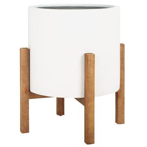 Safavieh Loflen Planter - Elegant White Concrete Pot For Stunning Plant Displays With Clean Lines & Curves White Concrete Ficonstone Pat1515c