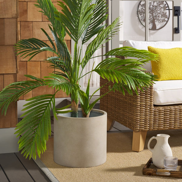 Safavieh Braslen Planter - Elegant Sandy Stone Design To Enhance Your Home Decor And Showcase Floral Beauty Beige Concrete Ficonstone Pat1516b