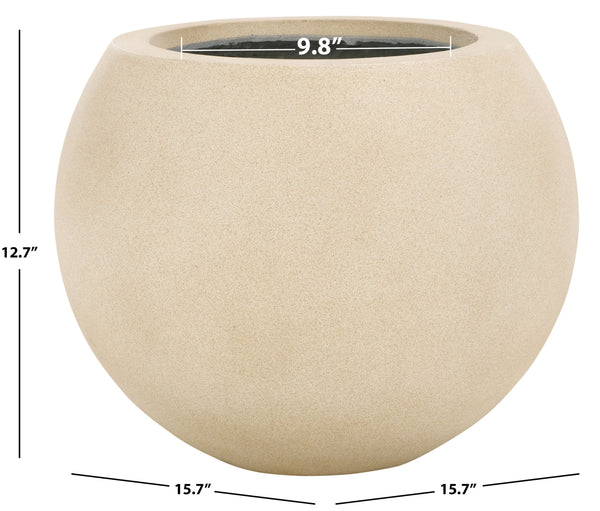 Safavieh Gerand Planter - Sandy Beige Orb Design Inspired By Ancient Ceramic Artistry For Vibrant Blooms Beige Concrete Ficonstone Pat1518b