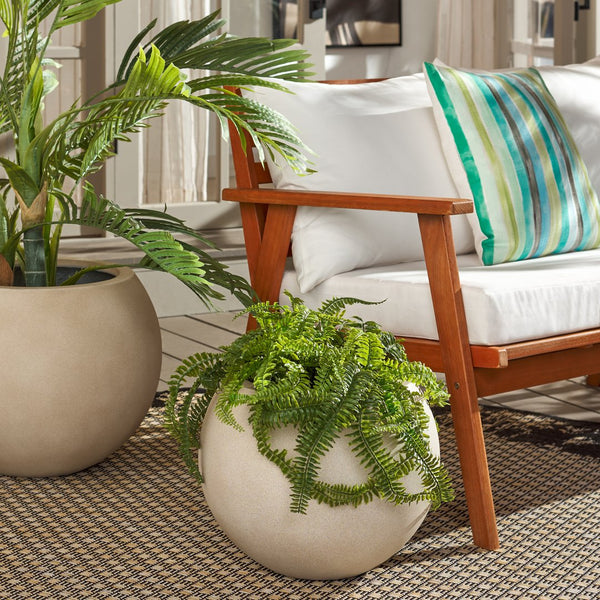 Safavieh Gerand Planter - Sandy Beige Orb Design Inspired By Ancient Ceramic Artistry For Vibrant Blooms Beige Concrete Ficonstone Pat1518b