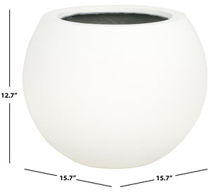 Safavieh Gerand Planter - Elegant White Orb Design To Showcase Vibrant Summer Blooms In Your Garden Space White Concrete Ficonstone Pat1518c