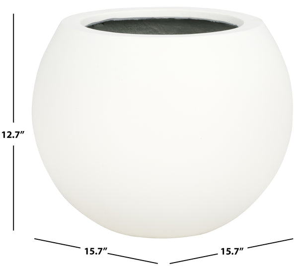 Safavieh Gerand Planter - Elegant White Orb Design To Showcase Vibrant Summer Blooms In Your Garden Space White Concrete Ficonstone Pat1518c