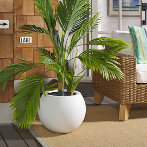 Safavieh Gerand Planter - Elegant White Orb Design To Showcase Vibrant Summer Blooms In Your Garden Space White Concrete Ficonstone Pat1518c