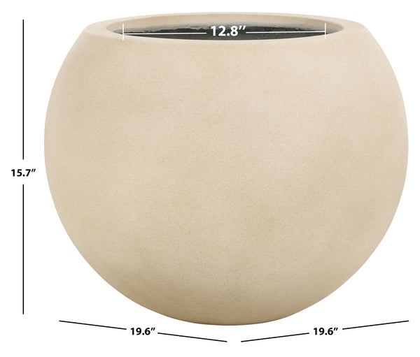 Safavieh Kenslia Planter - Sandy Beige Orb Design, Inspired By Ancient Ceramics For Stunning Summer Blooms Beige Concrete Ficonstone Pat1519b