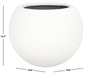 Safavieh Kenslia Planter – Elegant White Ceramic Orb For Stunning Summer Blooms In Your Outdoor Space White Concrete Ficonstone Pat1519c