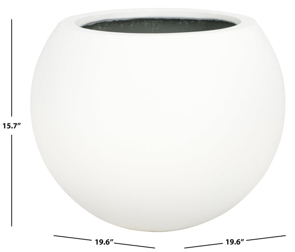 Safavieh Kenslia Planter – Elegant White Ceramic Orb For Stunning Summer Blooms In Your Outdoor Space White Concrete Ficonstone Pat1519c