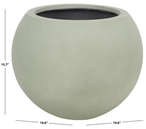Kenslia Large Planter Pot With Weathered Stone Finish, Orb-Shaped Ceramic-Style Outdoor & Indoor Decor
