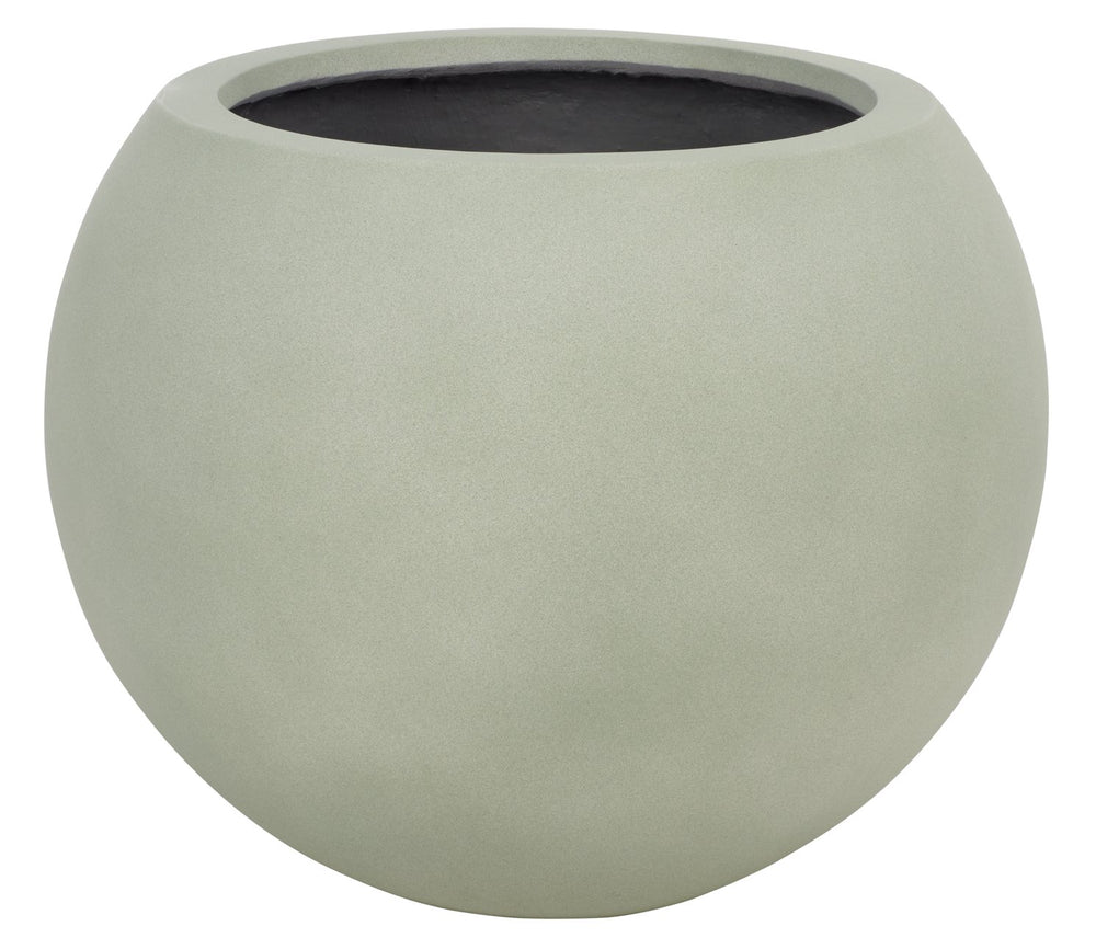 Kenslia Large Planter Pot With Weathered Stone Finish, Orb-Shaped Ceramic-Style Outdoor & Indoor Decor