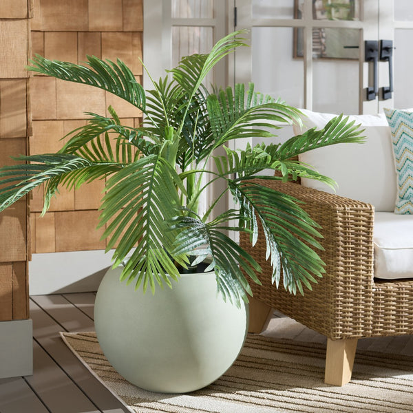 Kenslia Large Planter Pot With Weathered Stone Finish, Orb-Shaped Ceramic-Style Outdoor & Indoor Decor