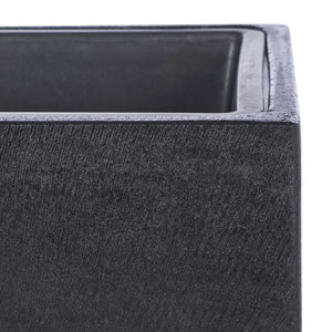 Safavieh LARLEN Planter - Modern Black Stone Cubist Design for Indoor/Outdoor Spaces, Durable & Stylish Decor PAT1520A