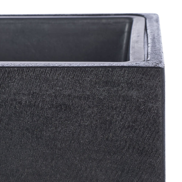 Safavieh LARLEN Planter - Modern Black Stone Cubist Design for Indoor/Outdoor Spaces, Durable & Stylish Decor PAT1520A