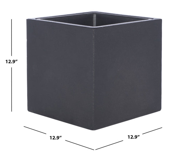 Safavieh LARLEN Planter - Modern Black Stone Cubist Design for Indoor/Outdoor Spaces, Durable & Stylish Decor PAT1520A