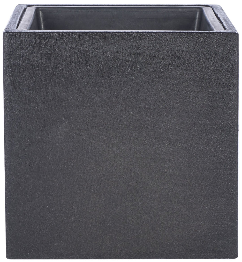 Safavieh LARLEN Planter - Modern Black Stone Cubist Design for Indoor/Outdoor Spaces, Durable & Stylish Decor PAT1520A