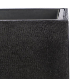Safavieh KENDRI Modern Black Stone Planter - Cubist Design for Outdoor Patios & Stylish Landscapes, 24" High PAT1521A