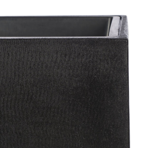Safavieh KENDRI Modern Black Stone Planter - Cubist Design for Outdoor Patios & Stylish Landscapes, 24" High PAT1521A