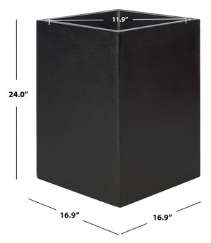 Safavieh KENDRI Modern Black Stone Planter - Cubist Design for Outdoor Patios & Stylish Landscapes, 24" High PAT1521A
